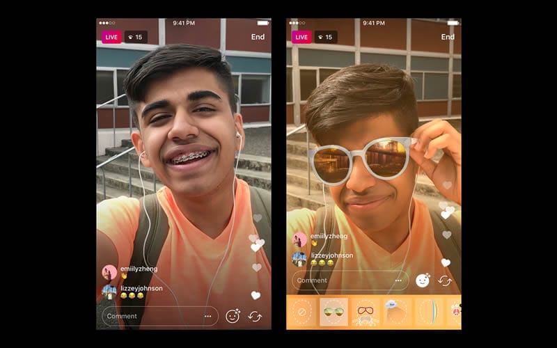 Instagram live video filter