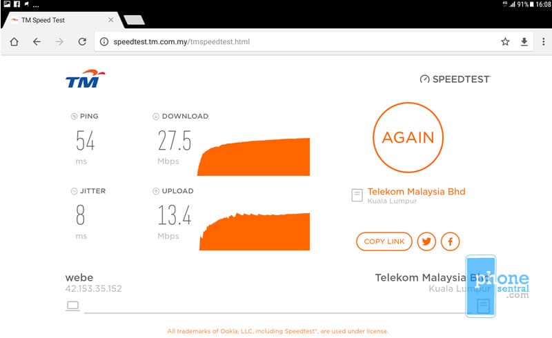 Unifi Mobile 4G coverage at Jalan Padungan