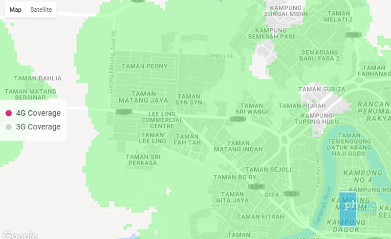 Unifi Mobile 4G coverage in Matang Jaya Kuching